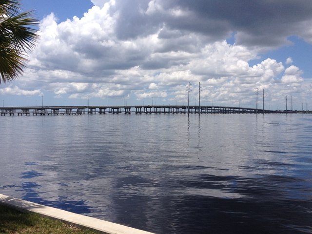 Barron Collier Bridge crossing the Peace River as seen from Laishley Park
